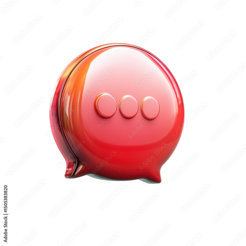 Fototapeta premium A vibrant shiny speech bubble representing digital conversation on a sleek on transparent background