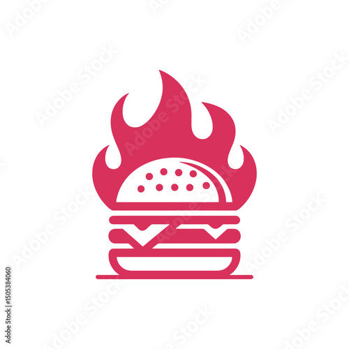 vector illustration of a fire burger logo design