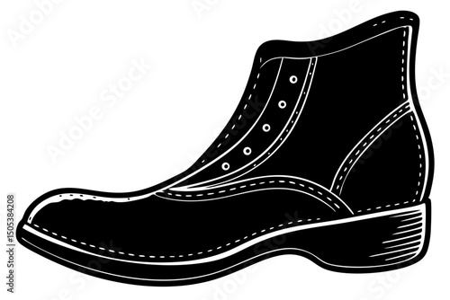 Classic Men's Leather Boots Vintage Style Illustration, boots, leather, men's, vintage, aesthetic, picture, quality, trendy, comfortable, stylish, artwork, men, silhouette, graphic, elegant, image, an