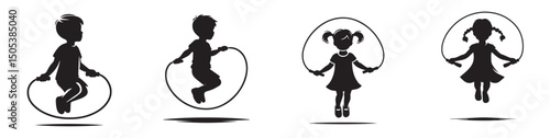 vector silhouette of a person jumping rope