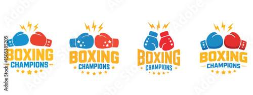 boxing gloves set logo vector icon illustration
