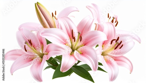 High-Quality PNG Pink Lilies Isolated on White Background