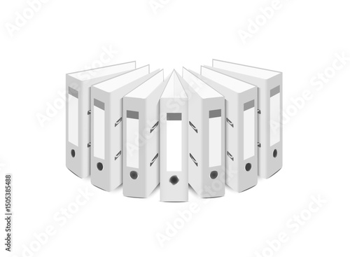 White office binders, folders from various angles