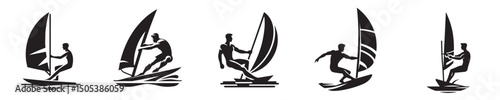 vector silhouette of a windsurfer