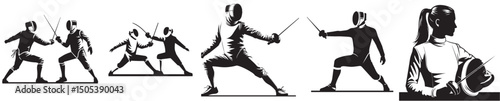 vector silhouette of a fencer
