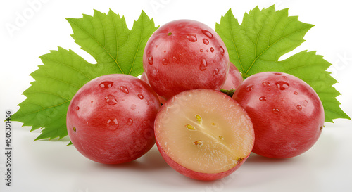 Red grape and green leaf