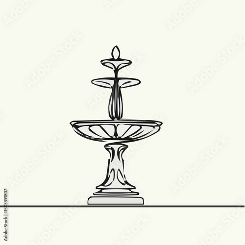 Elegant line drawing of a water fountain in minimalist style  