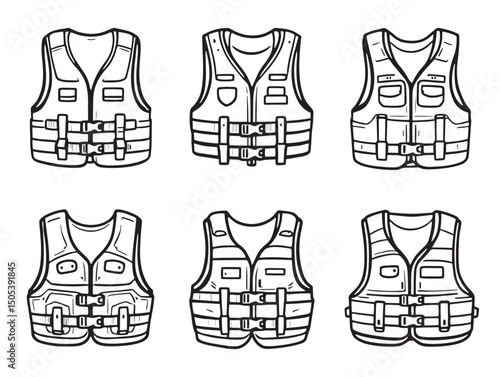 Minimal life vest sketch vector for safety theme