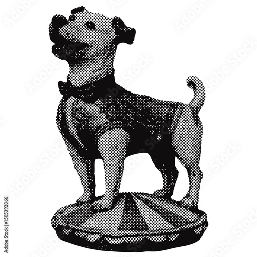 Circus performing dog halftone grunge vector design element