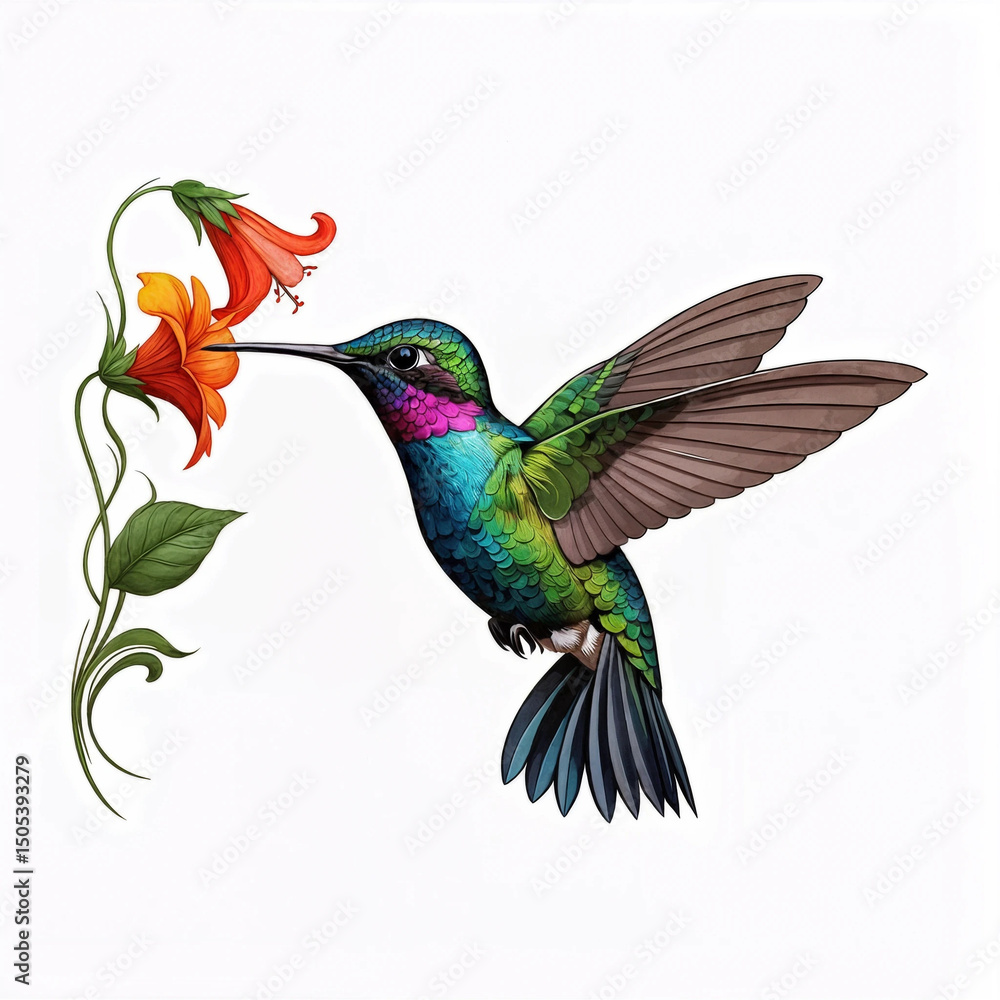 Obraz premium bird of paradise,Hummingbird Seeking Nectar