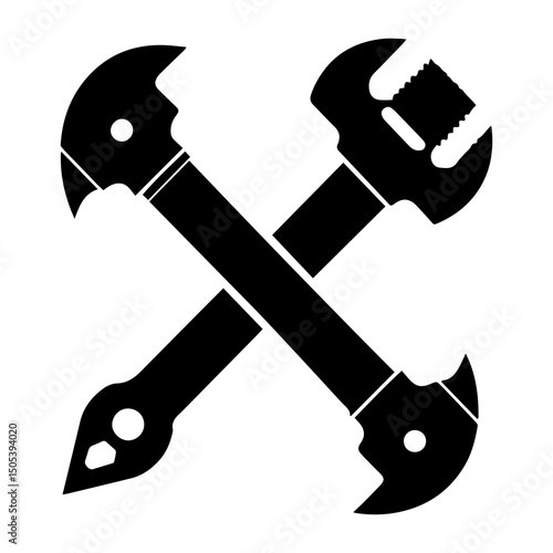 Wrench and Key Opener Silhouette – Repair Tools Vector Icon Set

