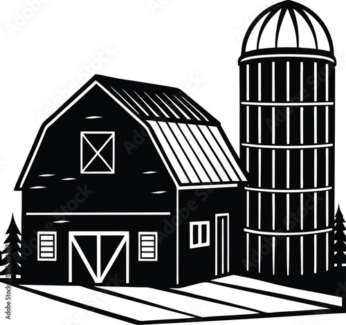 Silo Next to Small Barn