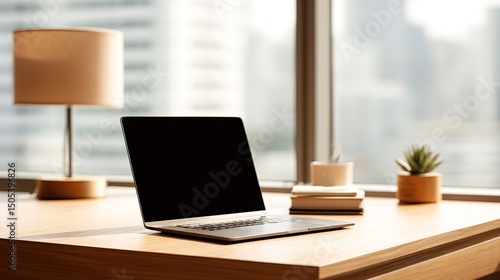 Wallpaper Mural Neat wooden desk with organized paperwork, a minimalist workspace promoting focus and productivity	 Torontodigital.ca
