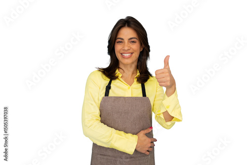 Cuadro en lienzo Smiling shopkeeper giving a thumbs up gesture, radiating positivity and confiden