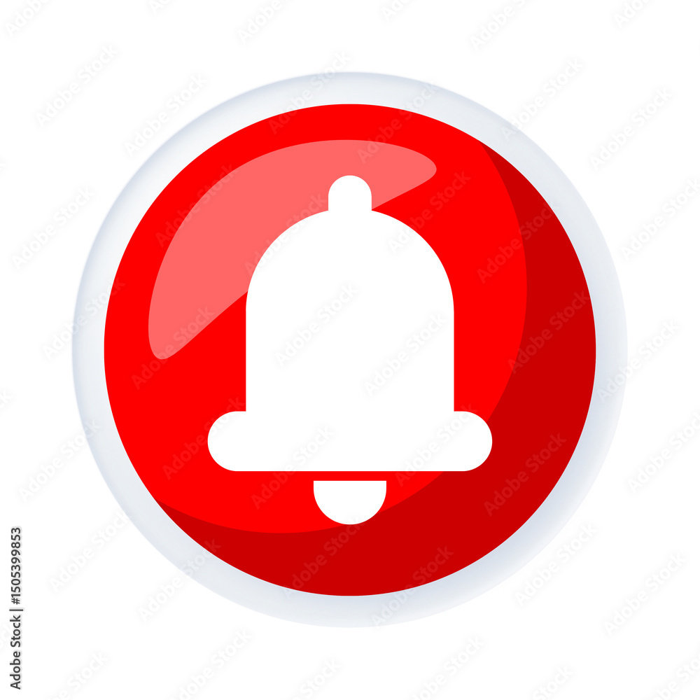 Red bell button icon Red bell button icon