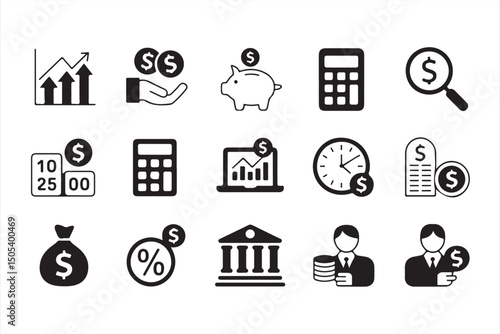 Icons Collection for Finance, Investments, and Money Management