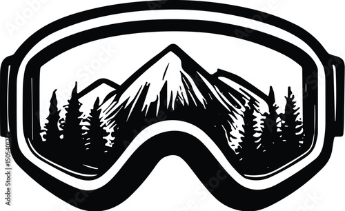 Ski goggles vector black silhouette cricut design for T-Shirt