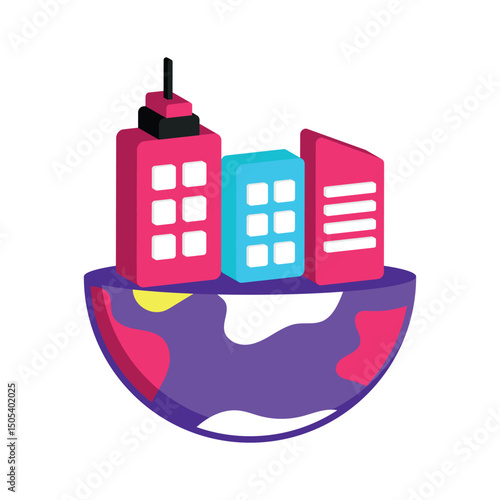 Virtual City Vector style icon. Eps 10 file