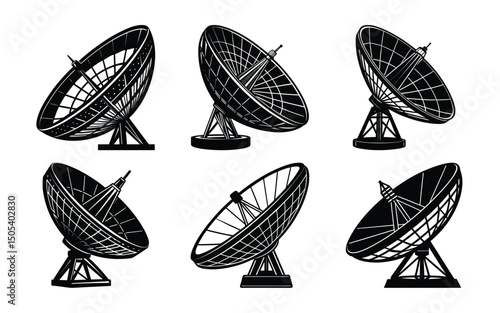 a satellite dish silhouette ,Large satellite dishs silhouette , Large satellite dish antenna icon.