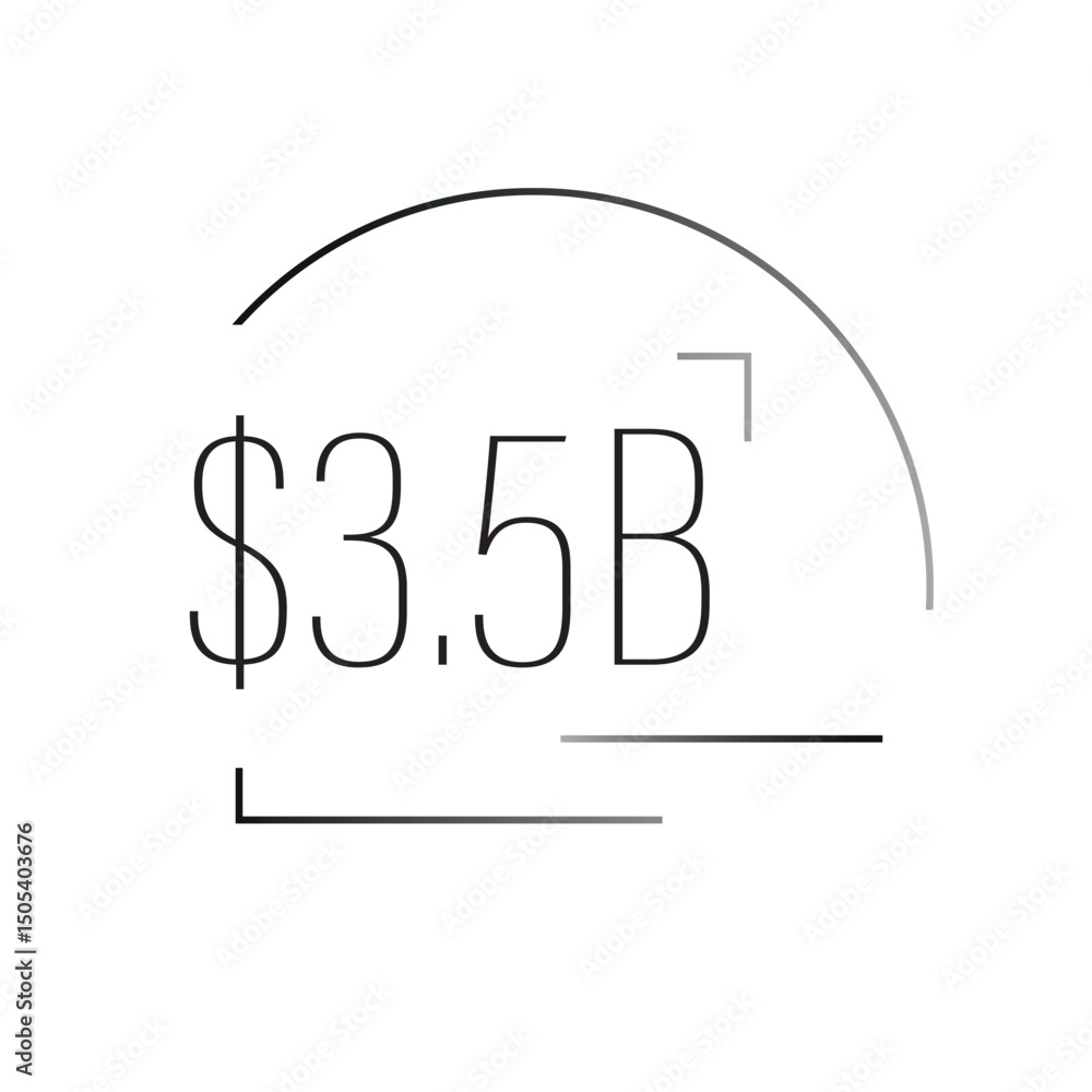 Vector $3.5B symbol in minimalist style on transparent background. Great for infographics, financial UI, business design and presentations Vector $3.5B symbol in minimalist style on transparent background. Great for infographics, financial UI, business design and presentations