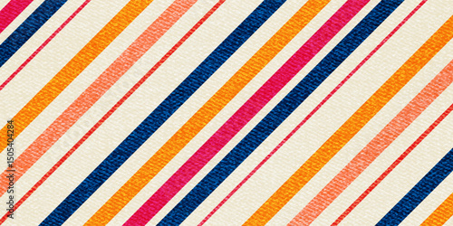 Colorful vector vertical stripes pattern. Simple seamless texture with thin and thick straight lines. Stylish abstract geometric striped background in bright colors, yellow, pink, orange, peach, blue