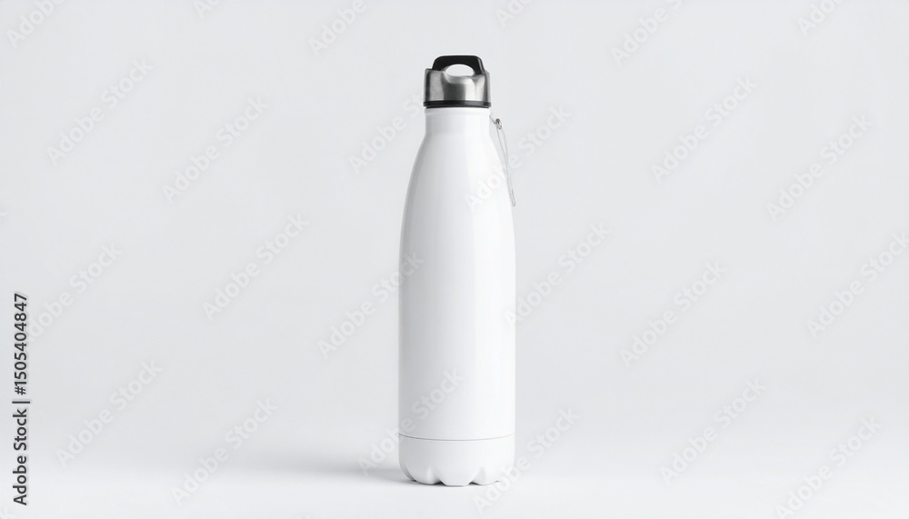 White reusable water bottle mockup. White reusable water bottle mockup.