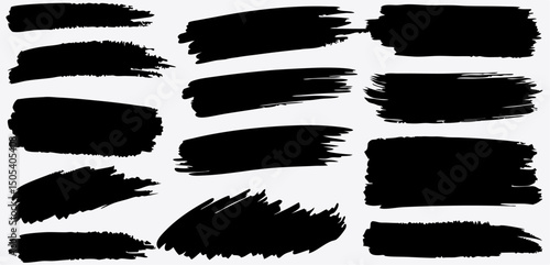 Black Ink Brush Strokes:  Grunge Texture Design Elements