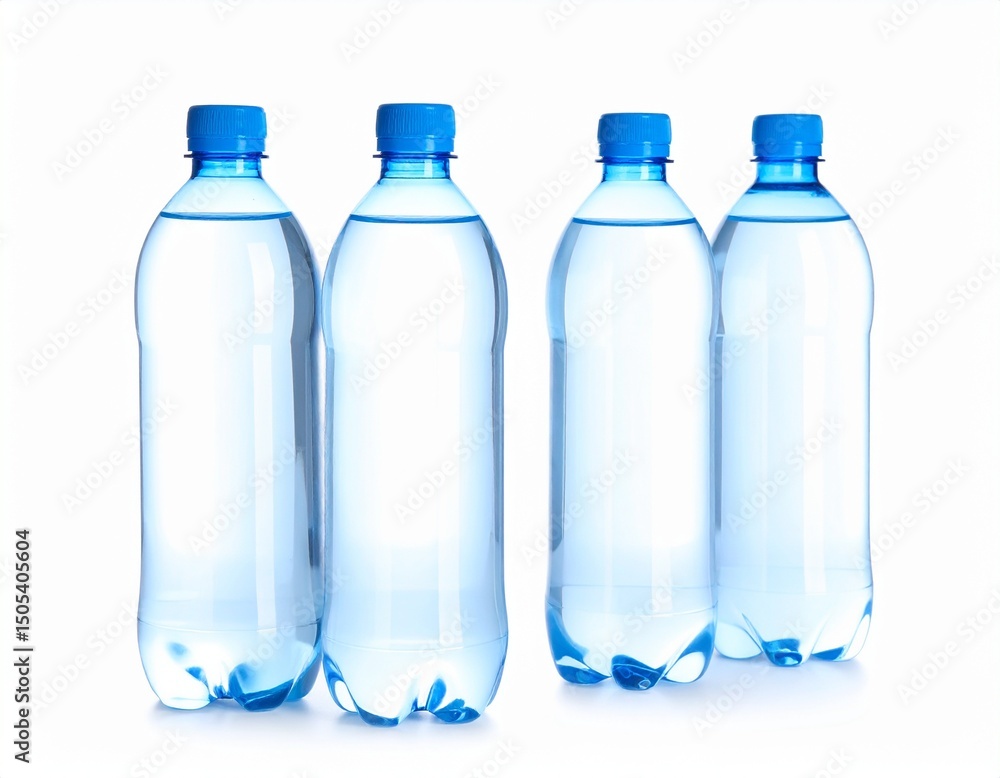 Naklejka premium Water bottles isolated on white. Mockup for design