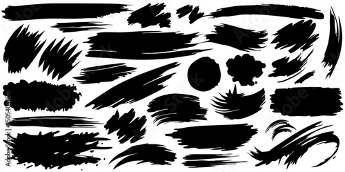 Black Ink Brush Strokes: Abstract Paint Texture