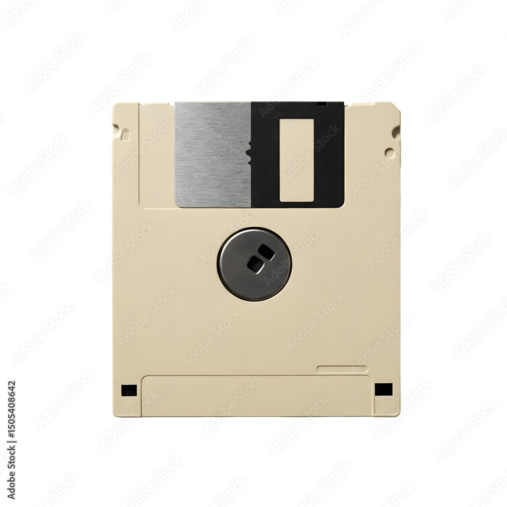 Obraz premium Beige Floppy Disk on Transparent Background