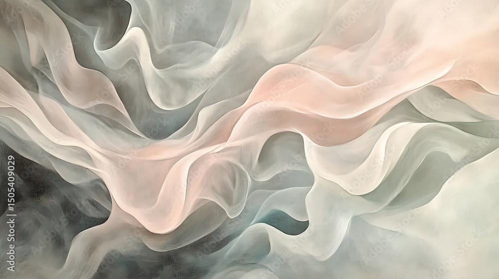 Obraz premium Abstract pastel watercolor texture, soft pinks, beiges and grey, flowing shapes, calm background 