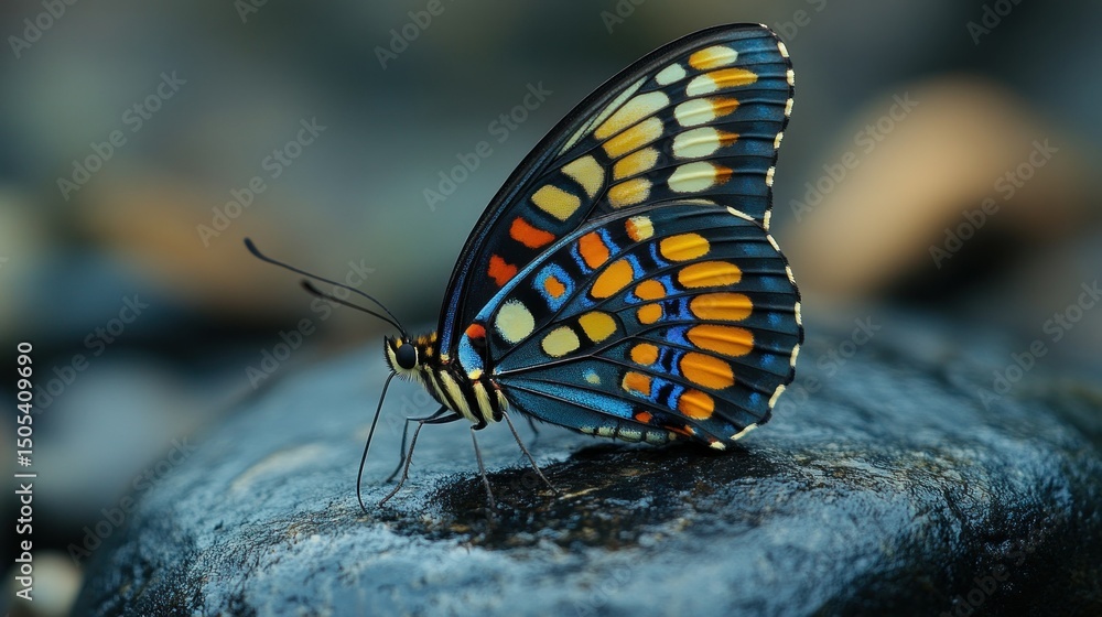 Fototapeta premium Butterfly on stone detailed view