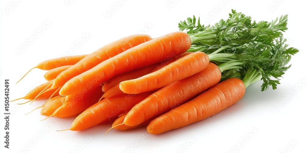 Fresh Carrots With Green Tops on White Background, Representing Healthy Eating and Organic Produce : Generative AI Fresh Carrots With Green Tops on White Background, Representing Healthy Eating and Organic Produce : Generative AI