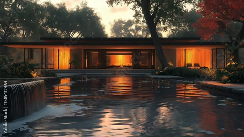 Evening at the modern villa