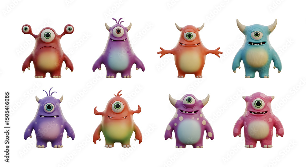 Fototapeta premium Funny Monster Cartoon Characters