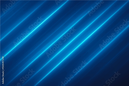 Abstract shiny blue diagonal lines background with neon effect.