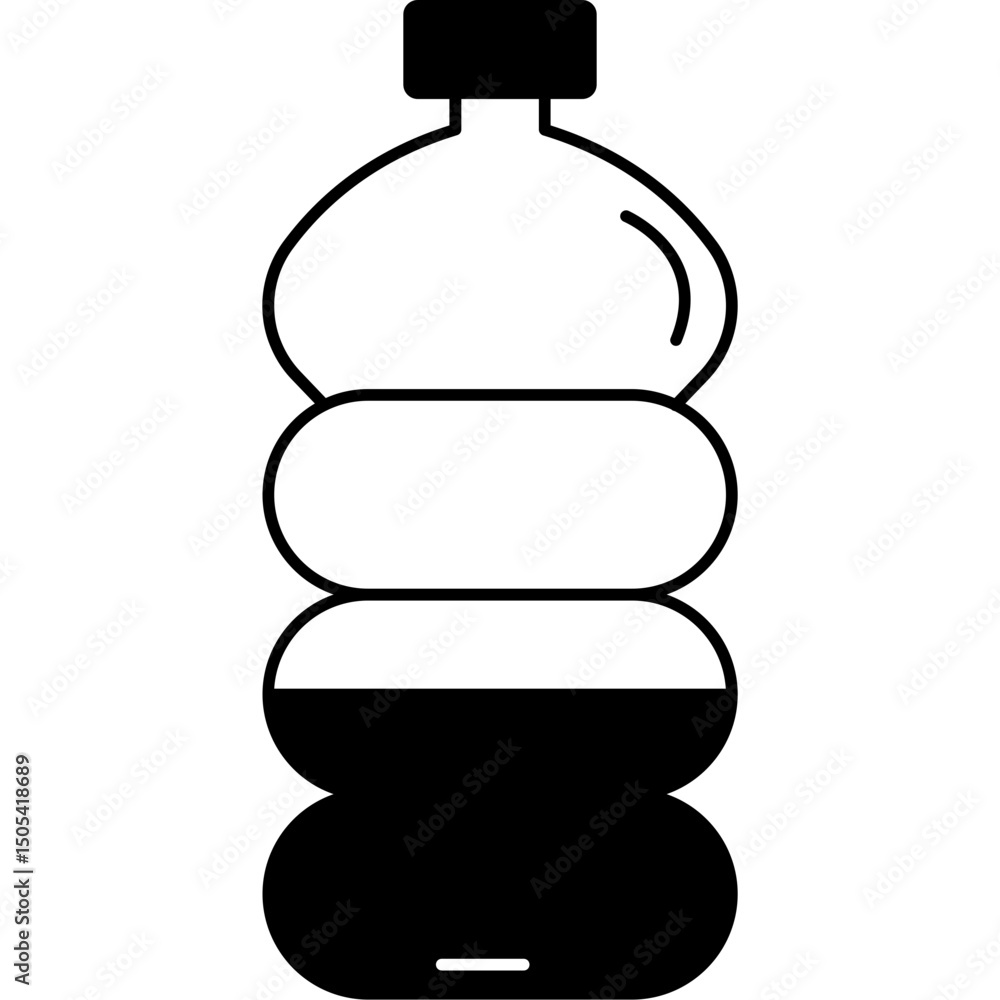 Black Filled Bottle Icon – Beverage and Liquid Container Vector Black Filled Bottle Icon – Beverage and Liquid Container Vector