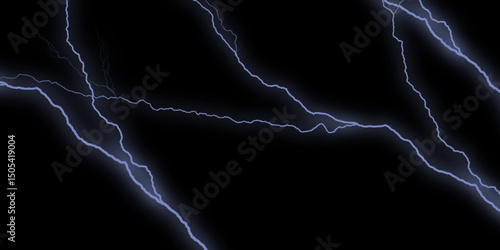 Purple lightning on black background, lighting bolt on solid dark night wallpaper, graphical design. Black marble texture for background. Lightning bolt. thunder lighting on black sky. 
