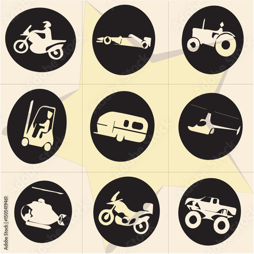 All kind of transportation vector Black and white set-56