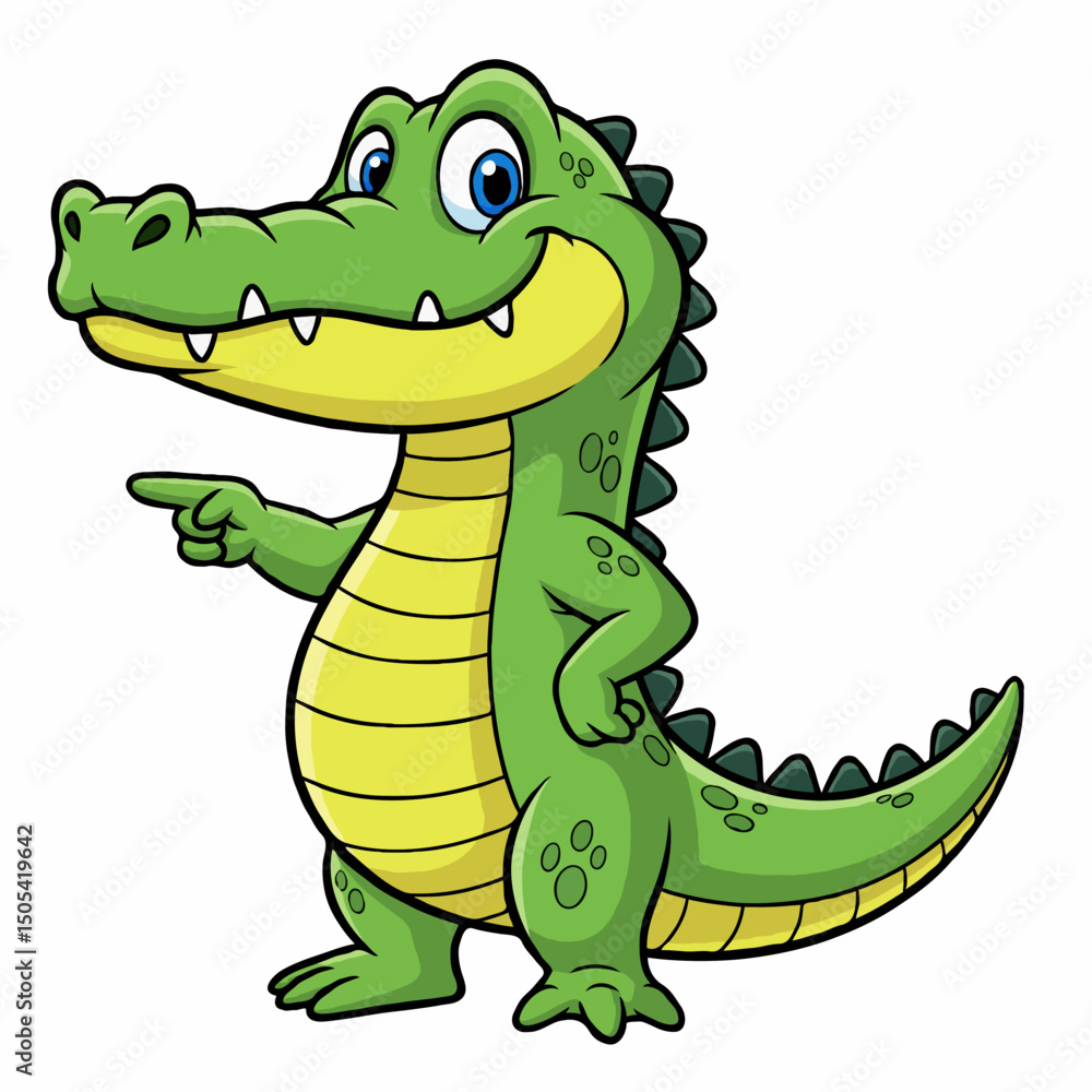 Fototapeta premium Cute Cartoon Crocodile Vector | Smiling Alligator Character Illustration for Kids