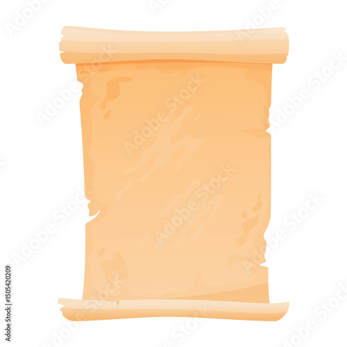 Illustration of ancient paper scroll, on white background, intended for creative projects or historical themes.