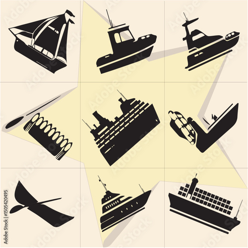 All kind of transportation vector Black and white set-80