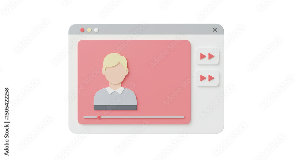 Isolated Video Player Interface with Person Icon Isolated Video Player Interface with Person Icon
