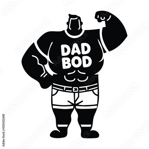 Dad bod cartoon design with funny expression vector illustration