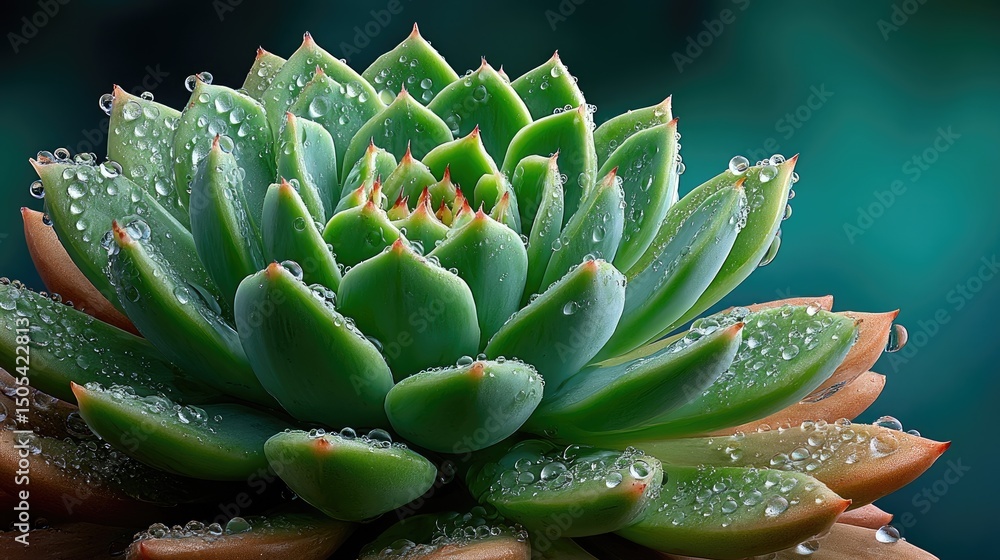 Dew drops on succulent plant Dew drops on succulent plant