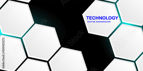 White 3d hexagonal technology vector abstract background. Blue bright energy flashes under hexagon in modern technology futuristic background vector illustration.