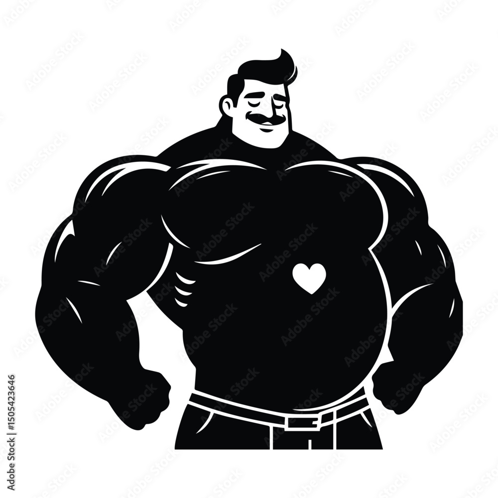 Fototapeta premium Dad body builder lifting weights strong father figure vector illustration