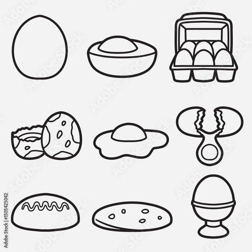 set of eggs with outline style good for symbol, icon, element design, coloring book, coloring page, etc