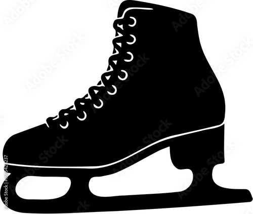 ice skating shoes silhouette vector illustration, isolated on white