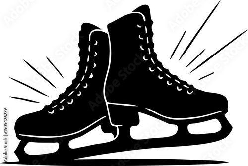 ice skating shoes silhouette vector illustration, isolated on white